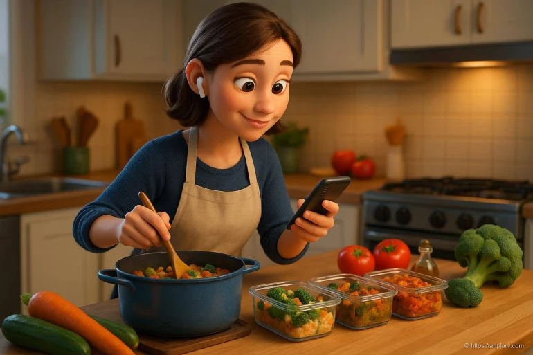 Femme cuisine recette légumes maison