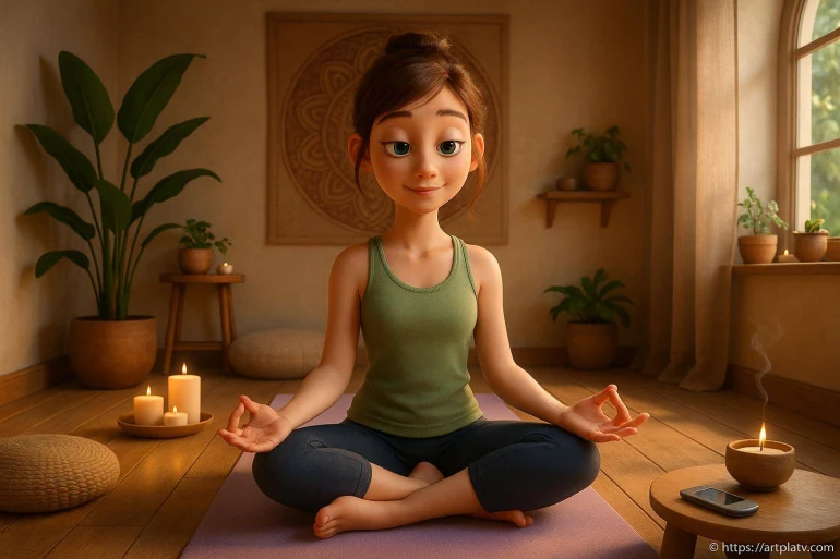 Femme méditant en position lotus