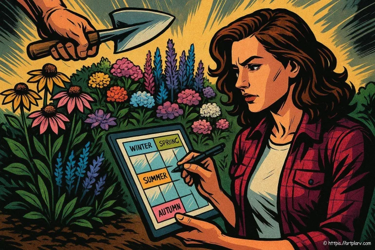 Femme planifiant jardinage selon saisons