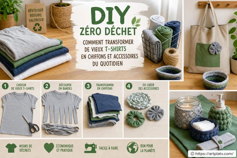 DIY zéro déchet : transformer de vieux t-shirts en chiffons et accessoires
